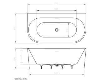Акриловая ванна ArtMax AM-MESSINA-1700-870 170x87 см
